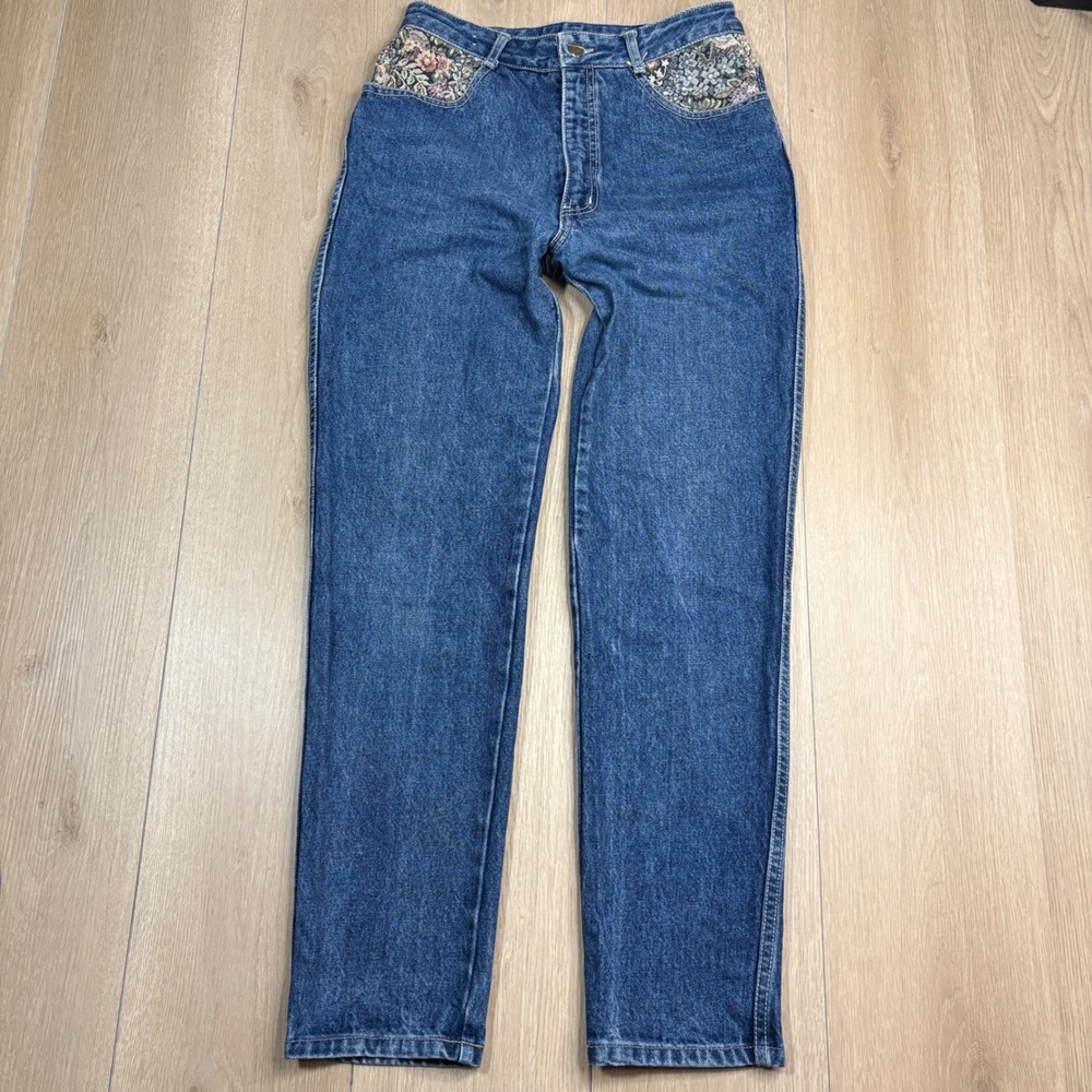 La Cetch Vintage High Waisted Floral Tapestry Denim Jeans Western Cottagecore 9